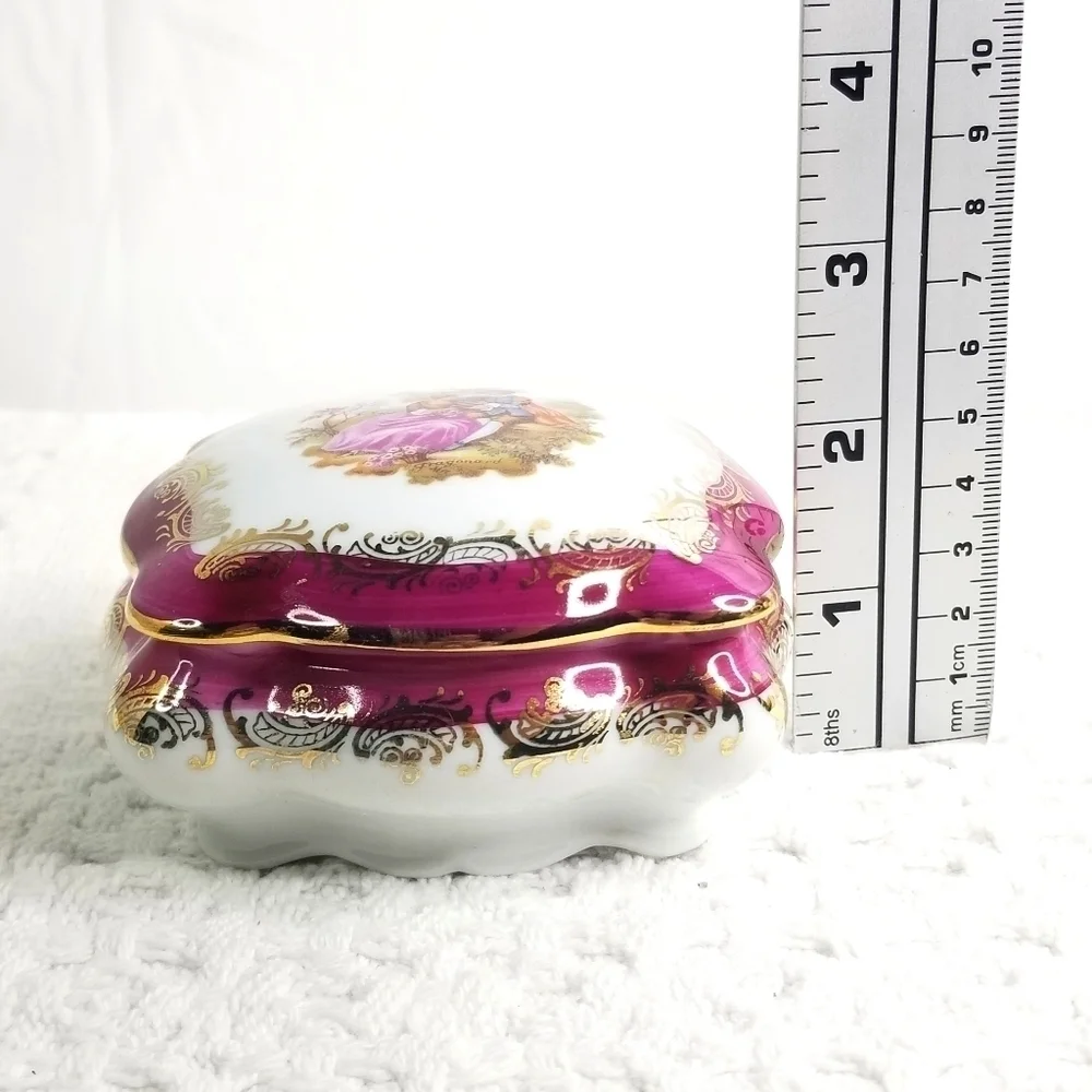 Vintage Porcelain Limoges Made in France Square Porcelain Jewelry Trinket Box